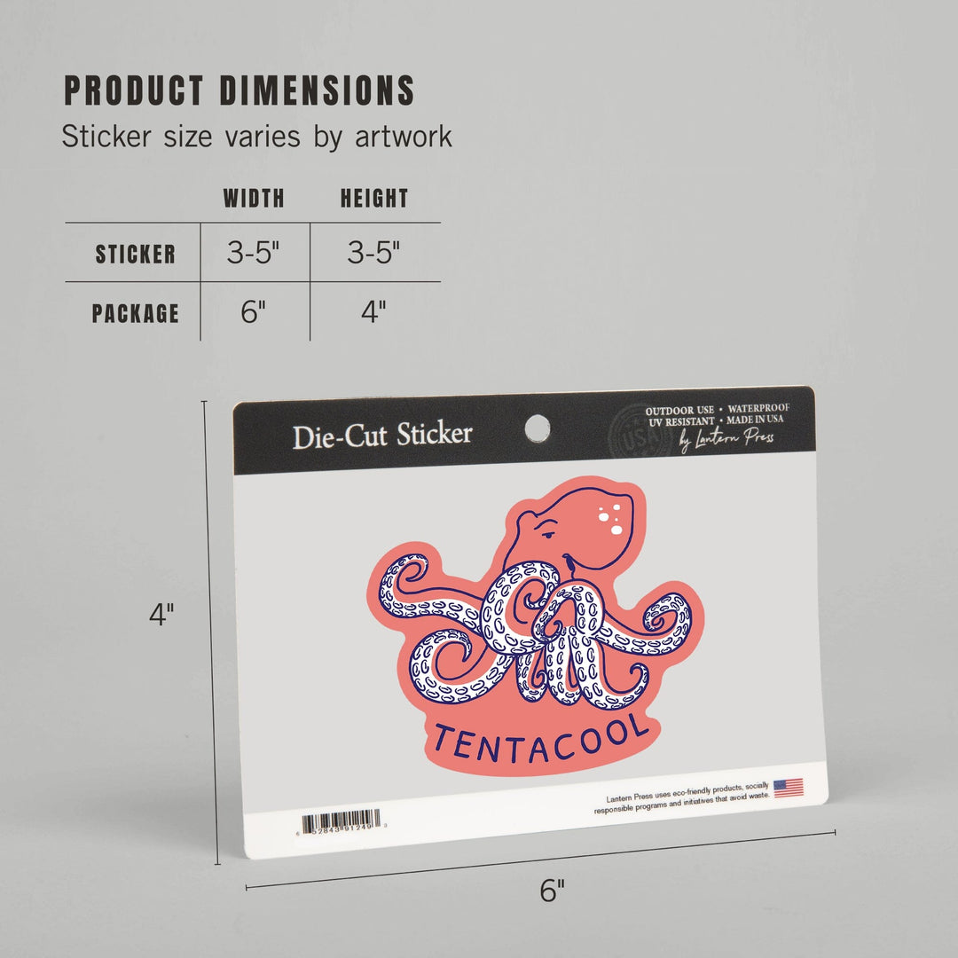 Humorous Animals Collection, Octopus, Tentacool, Contour, Vinyl Sticker Sticker Lantern Press 