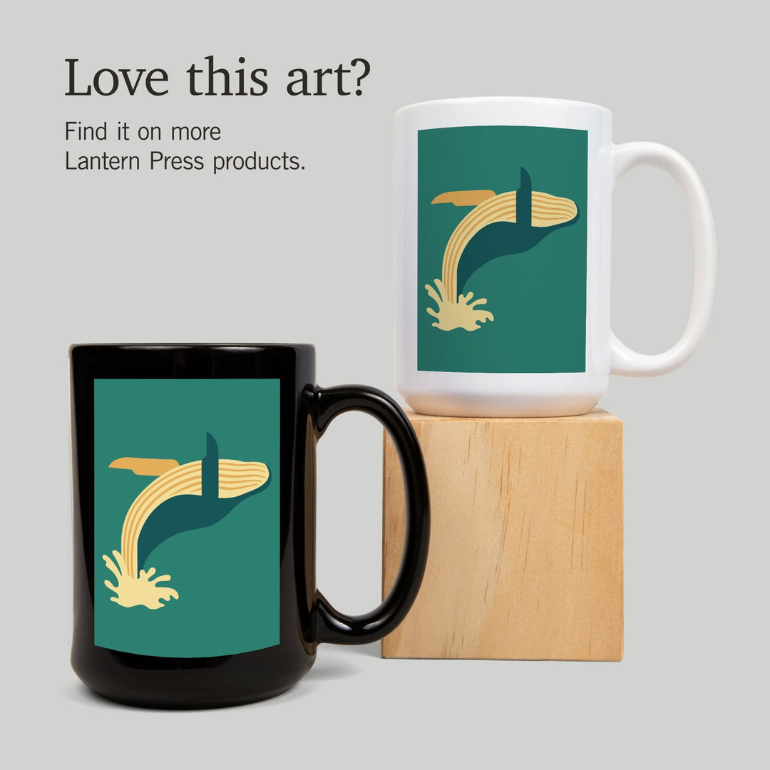 Humpback Whale, Geometric, Contour, Lantern Press Artwork, Ceramic Mug Mugs Lantern Press 