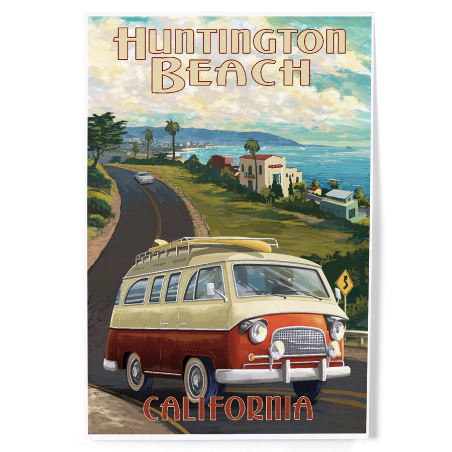 Huntington Beach, California, Camper Van, Art & Giclee Prints Art Lantern Press 