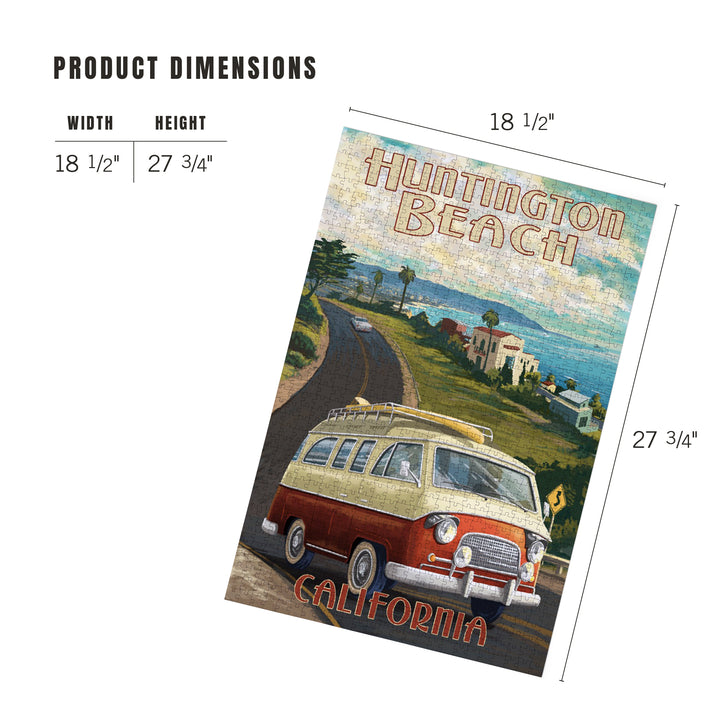 Huntington Beach, California, Camper Van, Jigsaw Puzzle Puzzle Lantern Press 