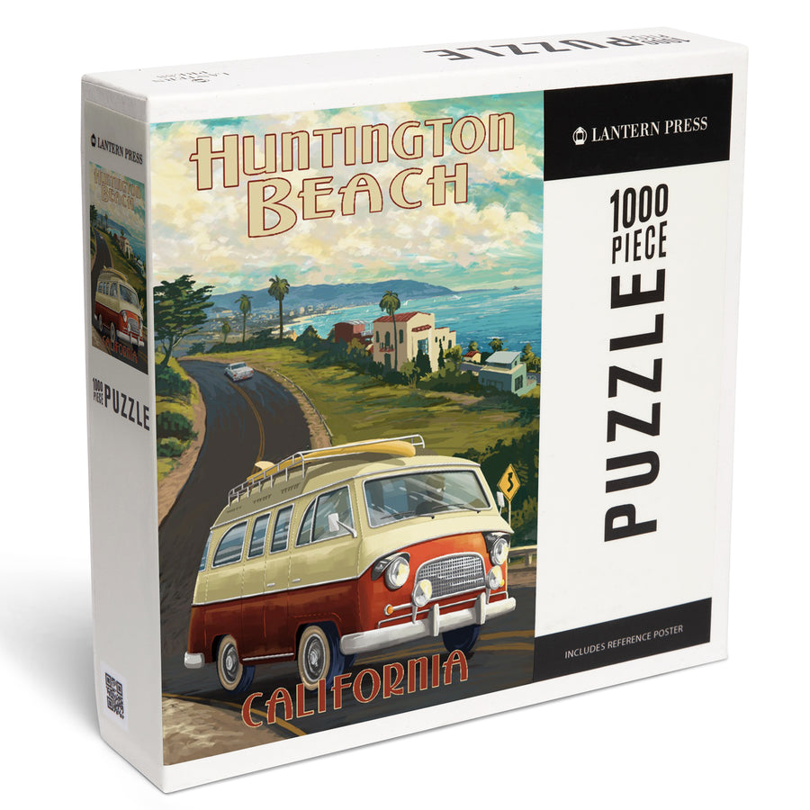 Huntington Beach, California, Camper Van, Jigsaw Puzzle Puzzle Lantern Press 