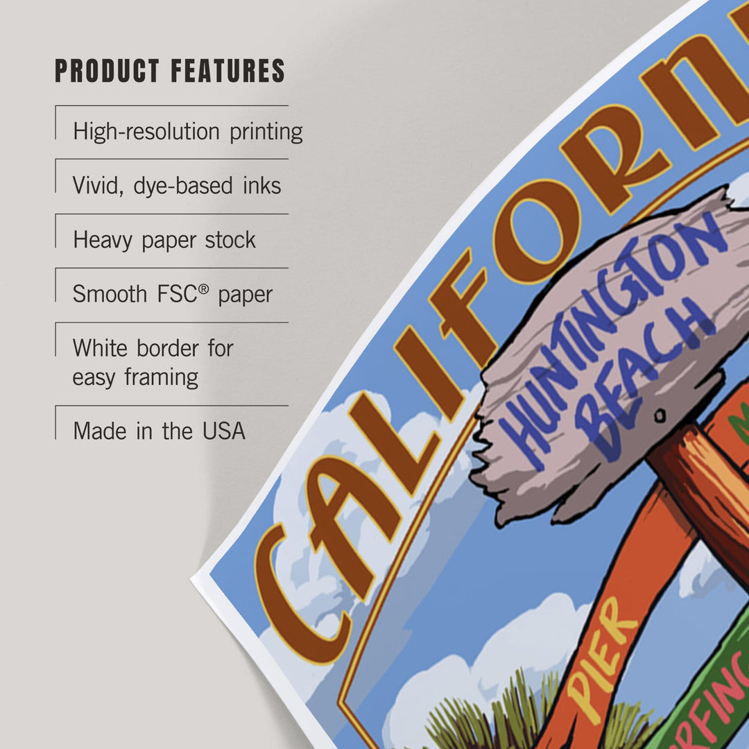 Huntington Beach, California, Destinations Sign, Art & Giclee Prints Art Lantern Press 