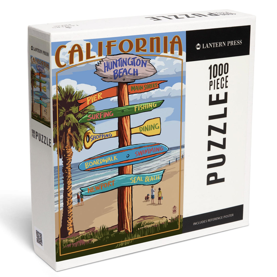 Huntington Beach, California, Destinations Sign, Jigsaw Puzzle - Lantern Press