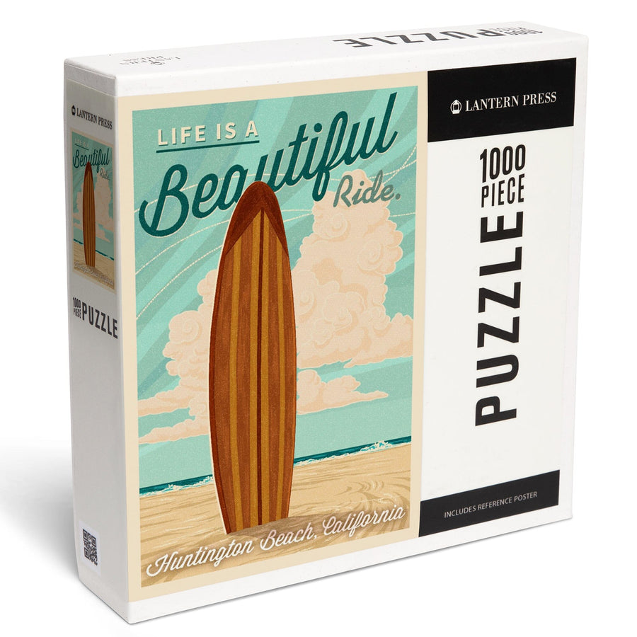 Huntington Beach, California, Letterpress, Life is a Beautiful Ride, Jigsaw Puzzle Puzzle Lantern Press 