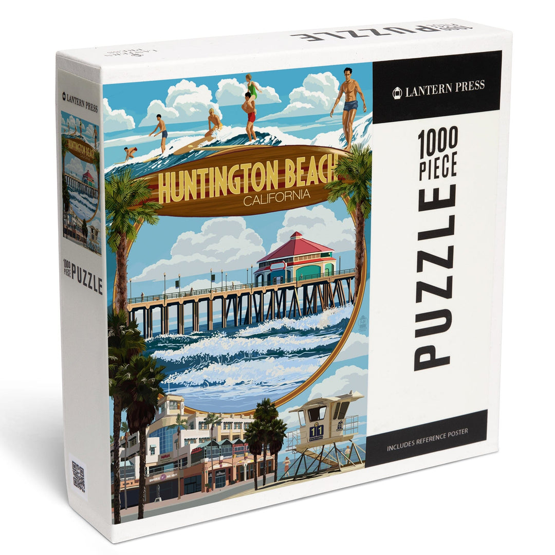Huntington Beach, California, Montage Scenes, Jigsaw Puzzle Puzzle Lantern Press 