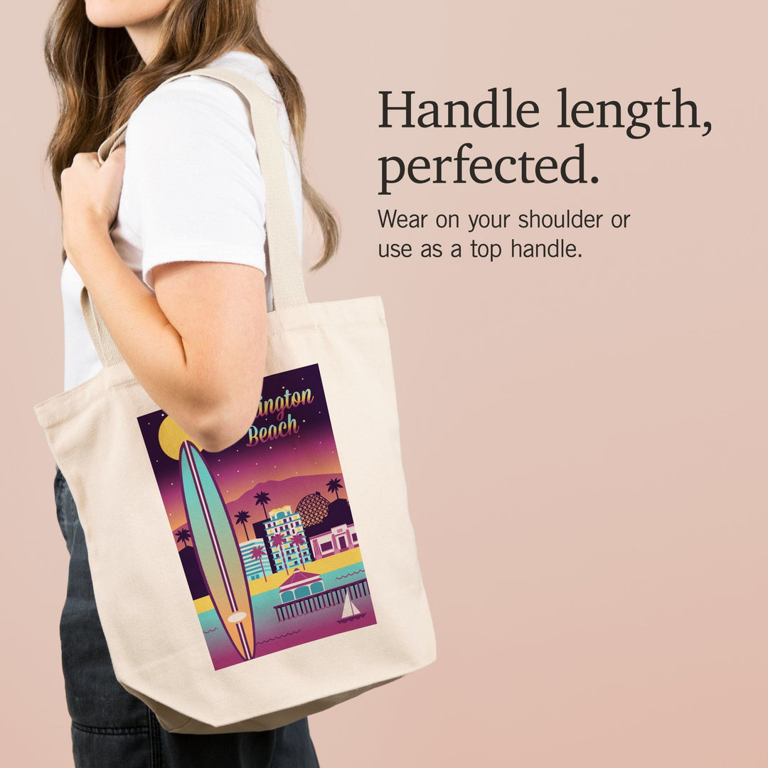 Huntington Beach, California, Retro Skyline Chromatic Series, Tote Bag Totes Lantern Press 
