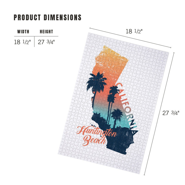 Huntington Beach, California, State Abstract, Palm Scene, Jigsaw Puzzle Puzzle Lantern Press 