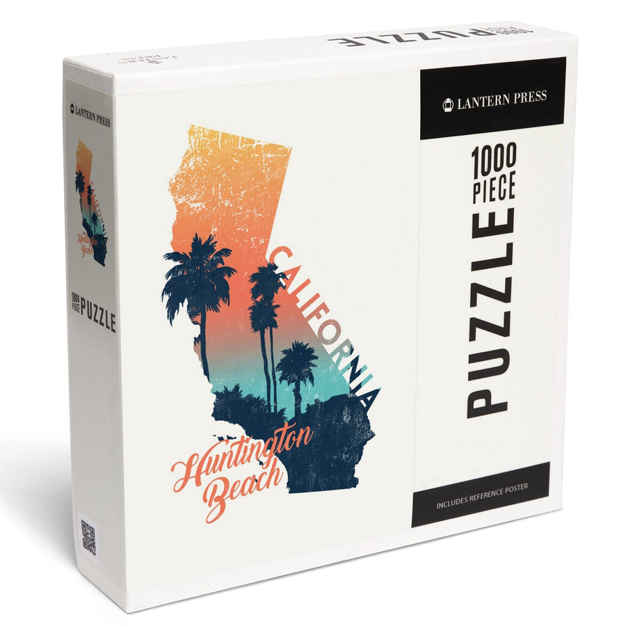 Huntington Beach, California, State Abstract, Palm Scene, Jigsaw Puzzle Puzzle Lantern Press 