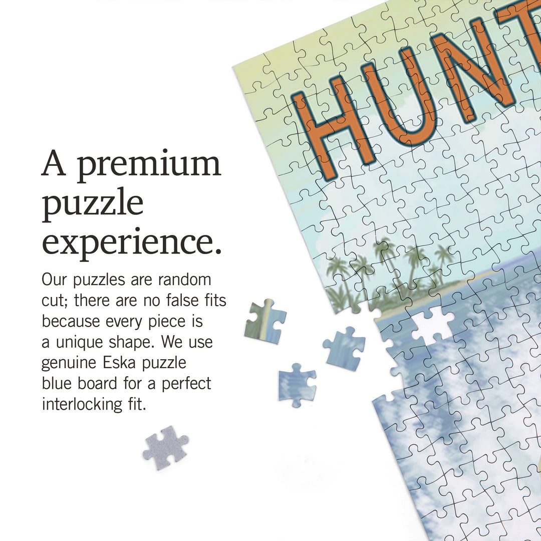Huntington Beach, California, Surfer Tropical, Jigsaw Puzzle Puzzle Lantern Press 