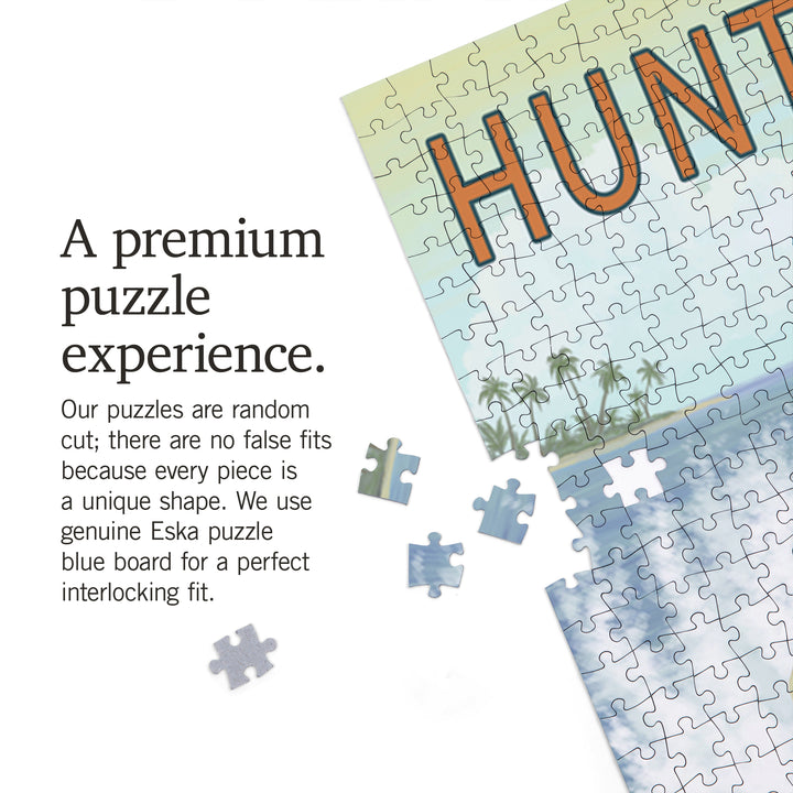 Huntington Beach, California, Surfer Tropical, Jigsaw Puzzle Puzzle Lantern Press 