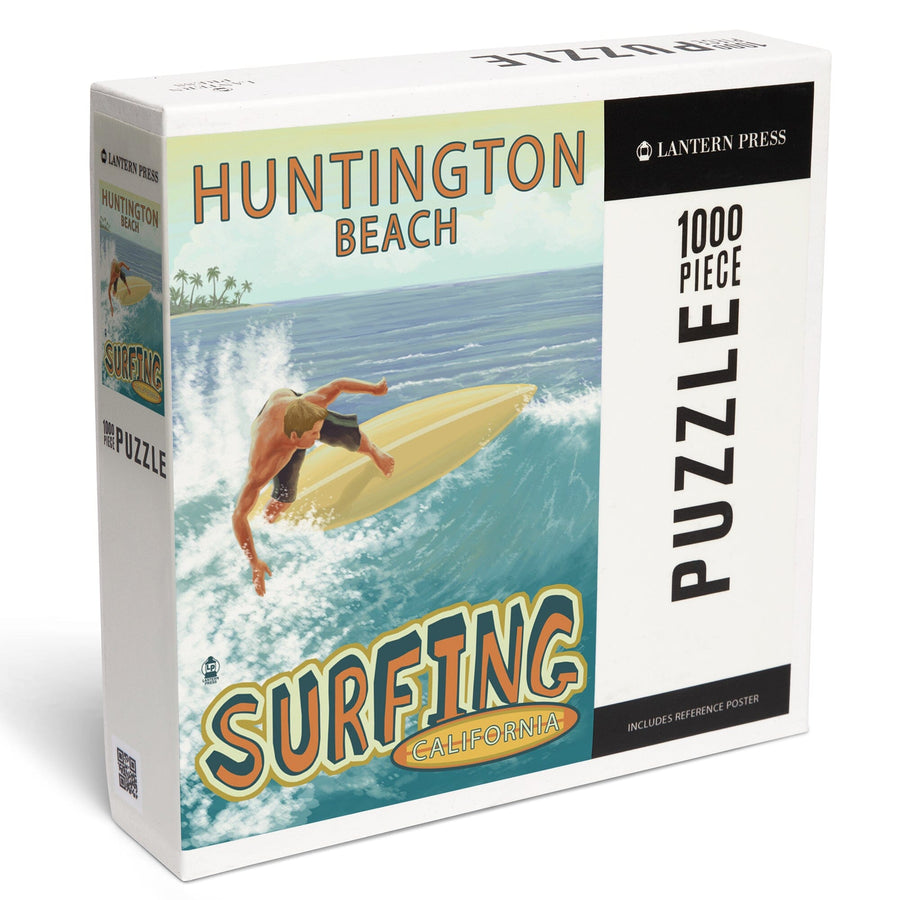 Huntington Beach, California, Surfer Tropical, Jigsaw Puzzle Puzzle Lantern Press 