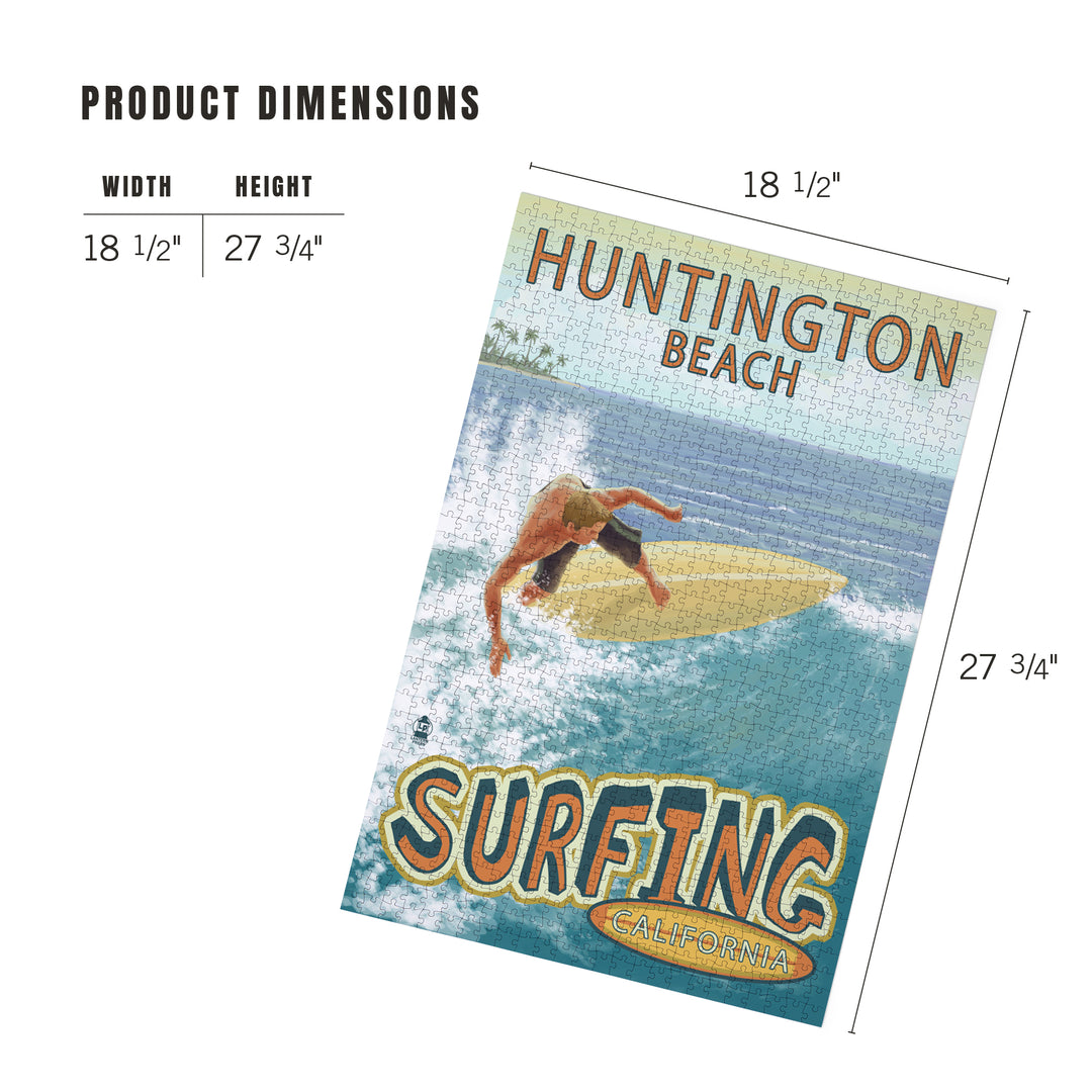 Huntington Beach, California, Surfer Tropical, Jigsaw Puzzle Puzzle Lantern Press 