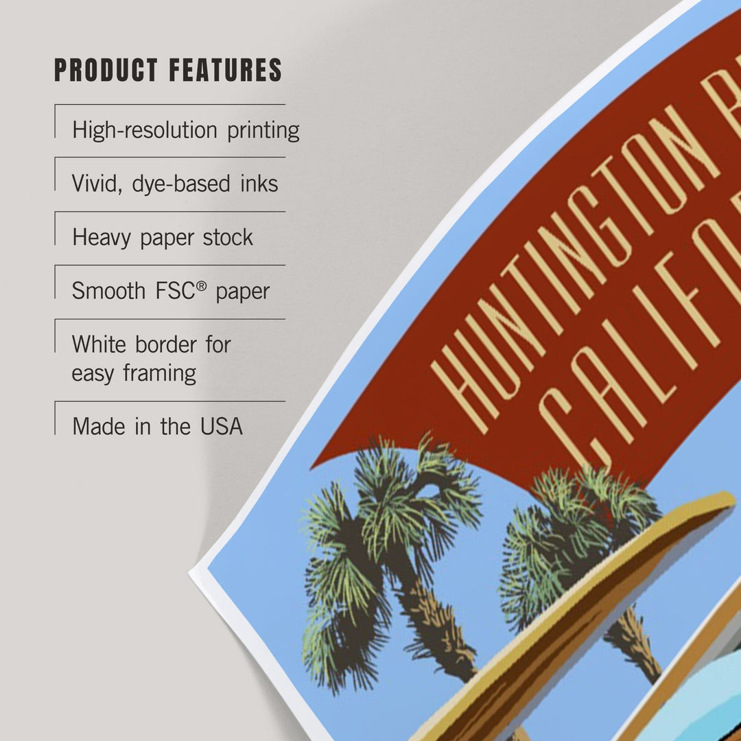 Huntington Beach, California, Woodies Lined Up, Art & Giclee Prints Art Lantern Press 