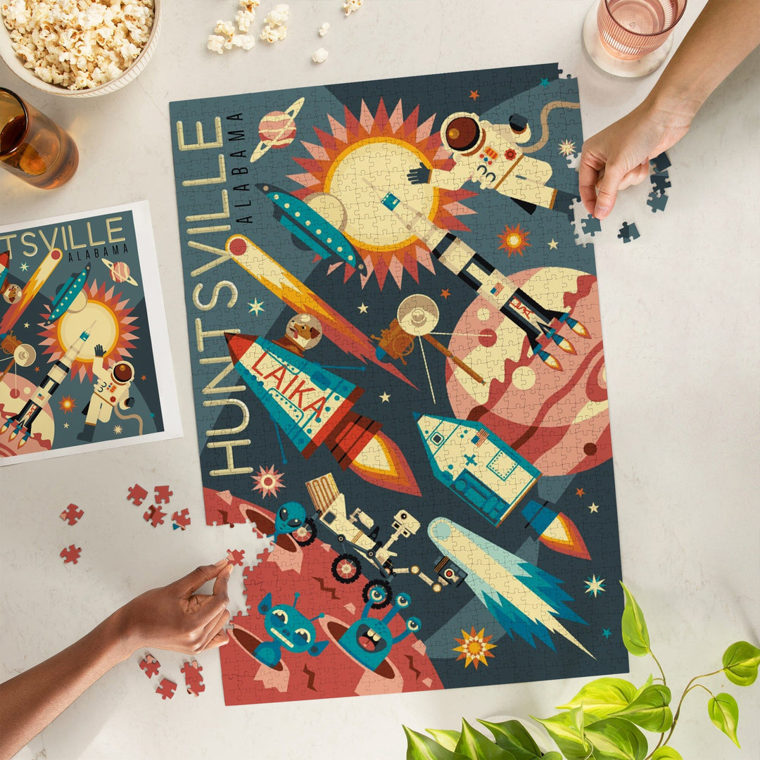Huntsville, Alabama, Space Geometric, Jigsaw Puzzle Puzzle Lantern Press 