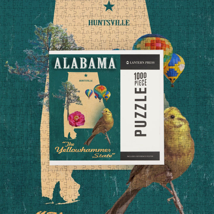 Huntsville, Alabama, State Icons, Jigsaw Puzzle Puzzle Lantern Press 