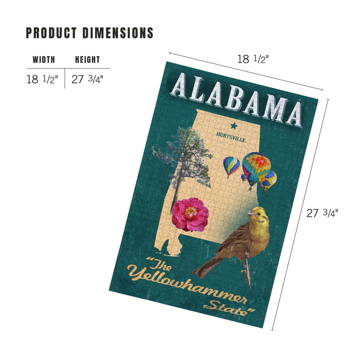 Huntsville, Alabama, State Icons, Jigsaw Puzzle Puzzle Lantern Press 