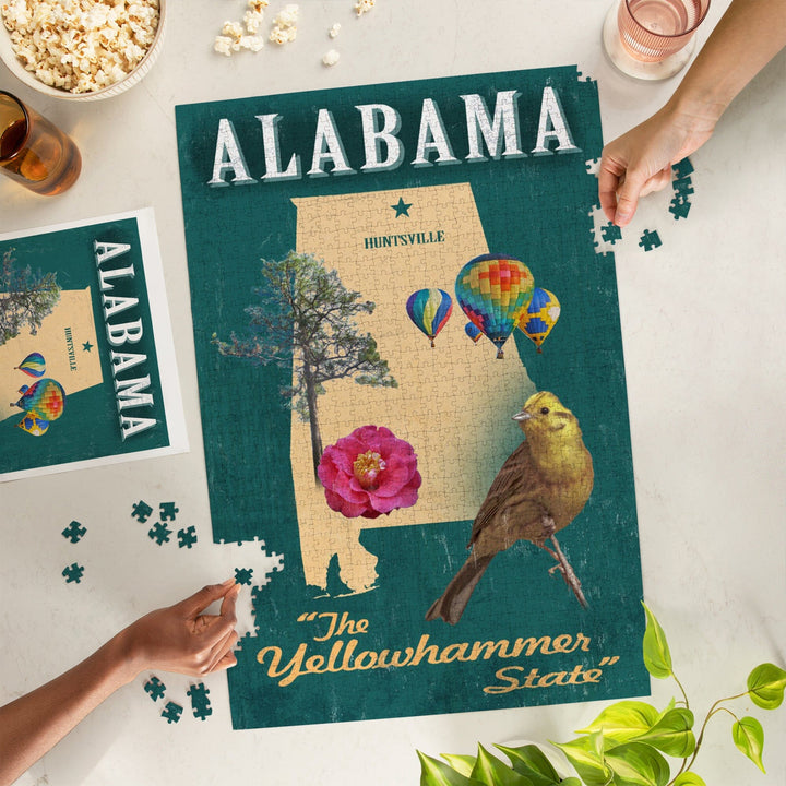 Huntsville, Alabama, State Icons, Jigsaw Puzzle Puzzle Lantern Press 