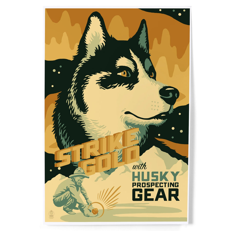 Husky, Retro Gold Mining Ad, Art & Giclee Prints Art Lantern Press 