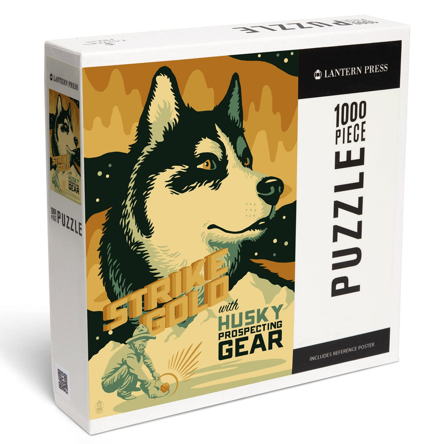 Husky, Retro Gold Mining Ad, Jigsaw Puzzle Puzzle Lantern Press 