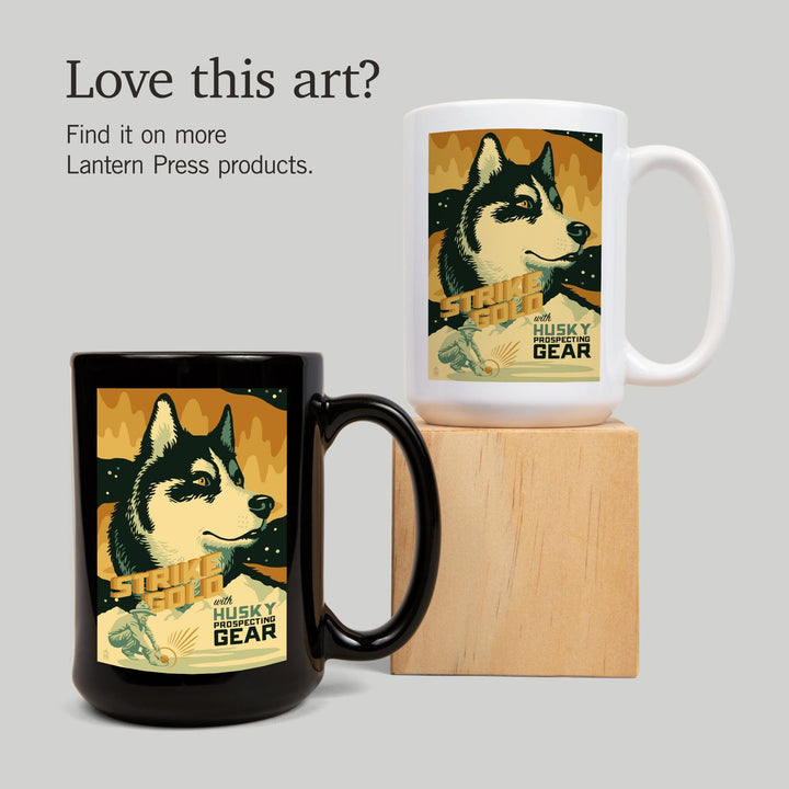 Husky, Retro Gold Mining Ad, Lantern Press Artwork, Ceramic Mug Mugs Lantern Press 