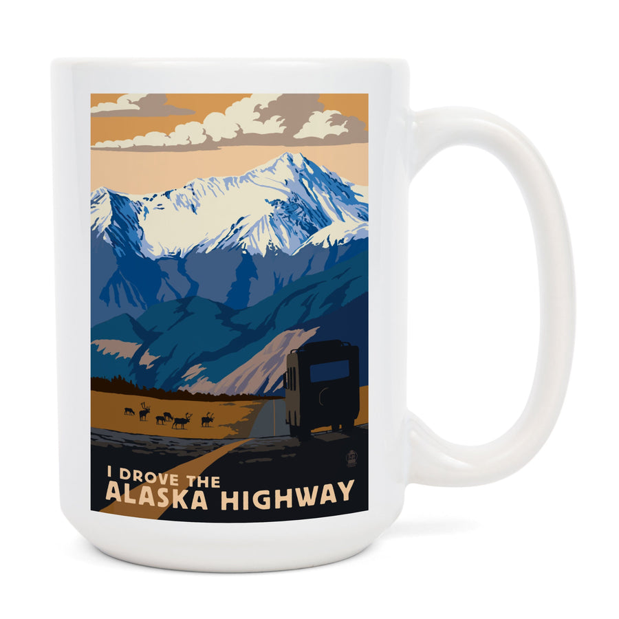 I drove the Alaska Highway, Lantern Press Artwork, Ceramic Mug Mugs Lantern Press 