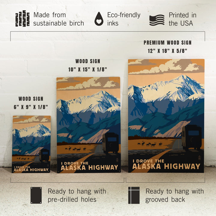 I drove the Alaska Highway, Lantern Press Artwork, Wood Signs and Postcards Wood Lantern Press 