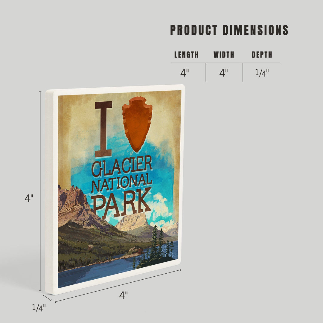 I Heart Glacier National Park, Montana, Coasters Coasters Lantern Press 
