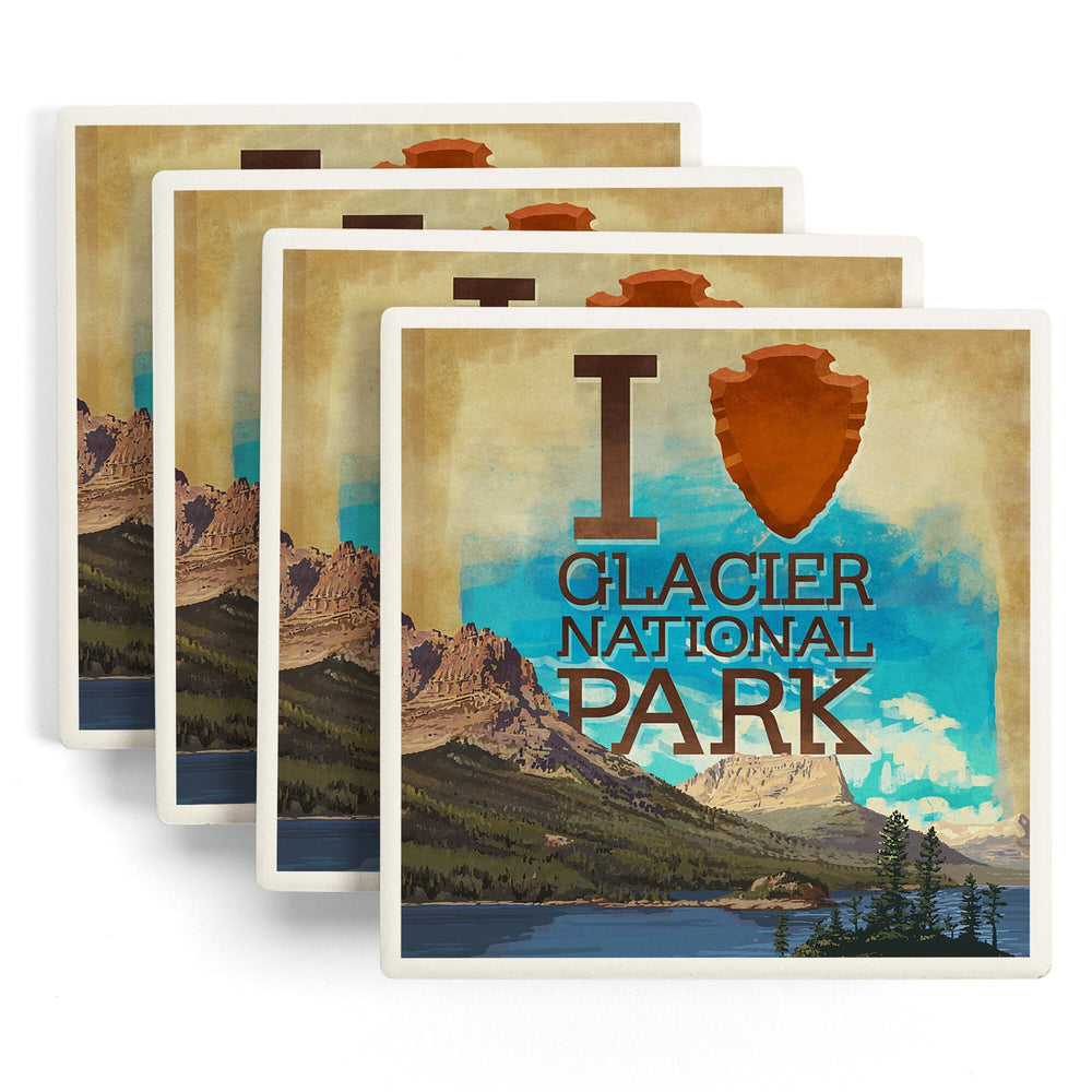 I Heart Glacier National Park, Montana, Coasters Coasters Lantern Press 