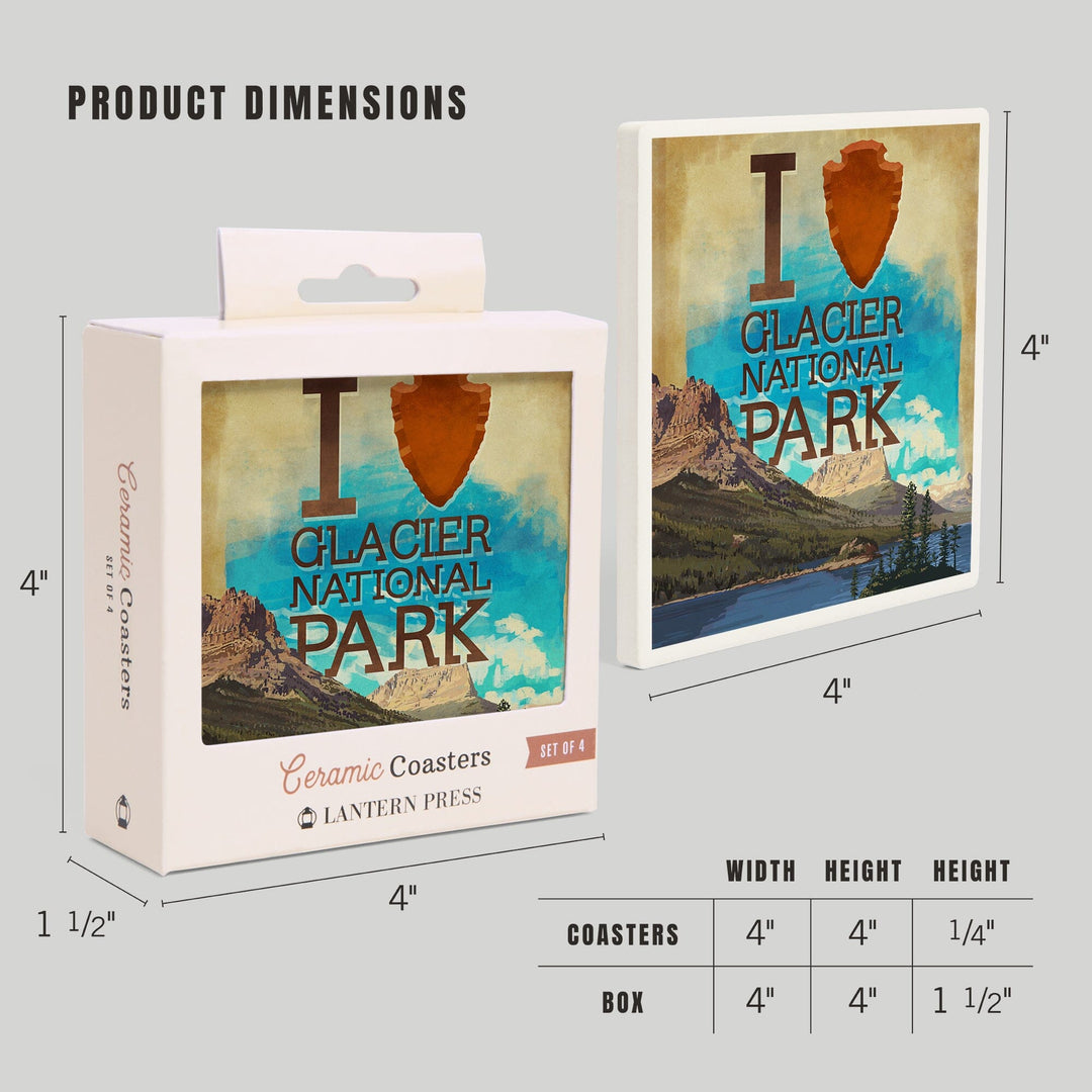I Heart Glacier National Park, Montana, Coasters Coasters Lantern Press 