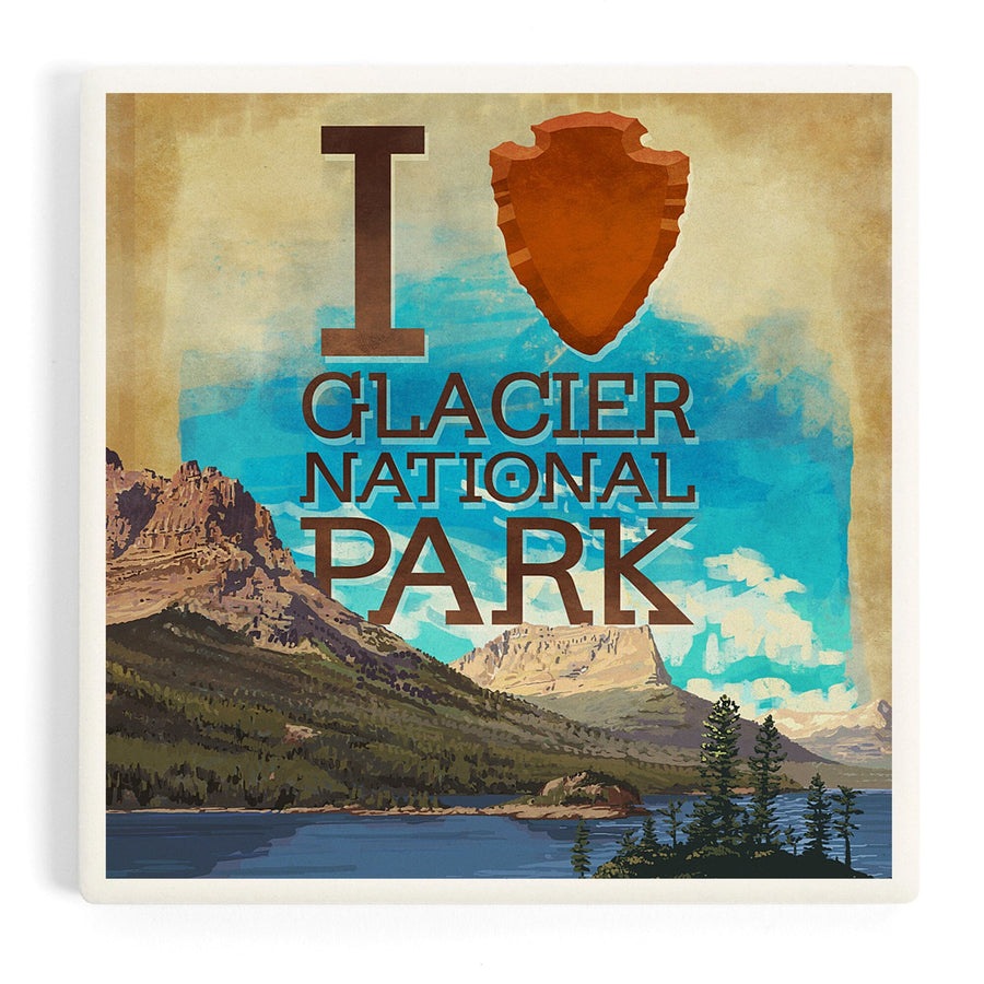 I Heart Glacier National Park, Montana, Coasters Coasters Lantern Press 