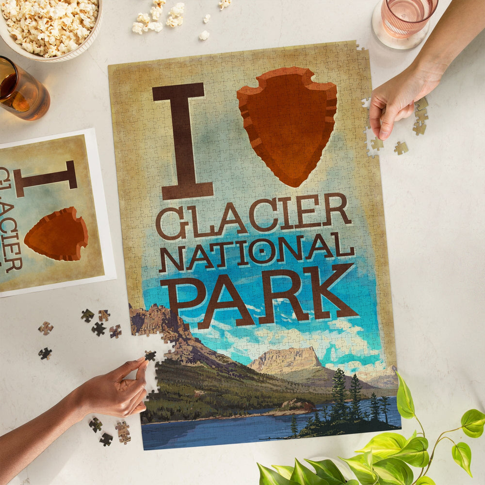 I Heart Glacier National Park, Montana, Jigsaw Puzzle Puzzle Lantern Press 