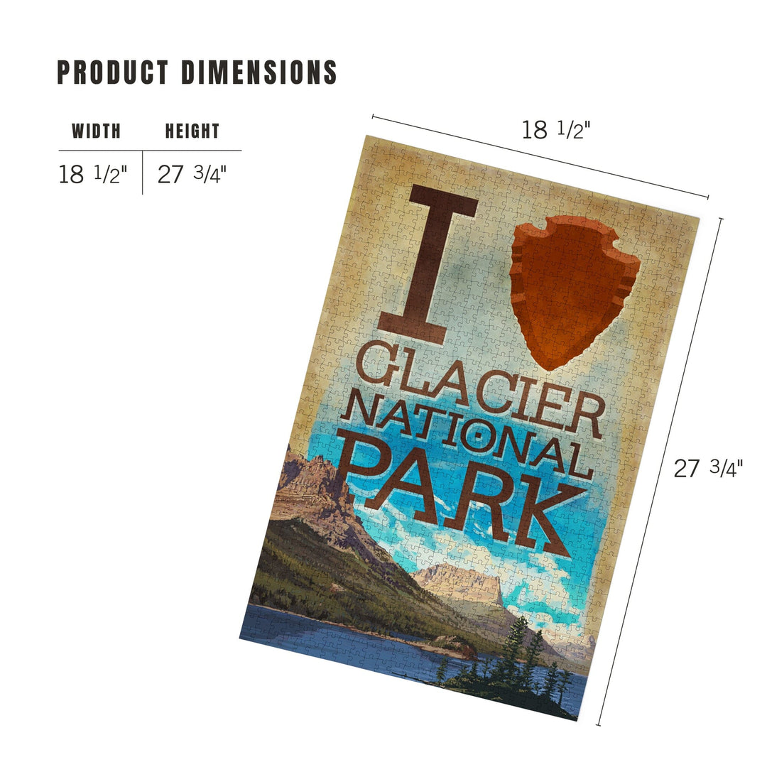 I Heart Glacier National Park, Montana, Jigsaw Puzzle Puzzle Lantern Press 