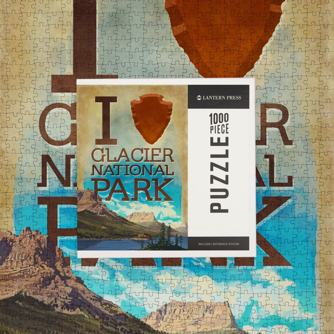 I Heart Glacier National Park, Montana, Jigsaw Puzzle Puzzle Lantern Press 
