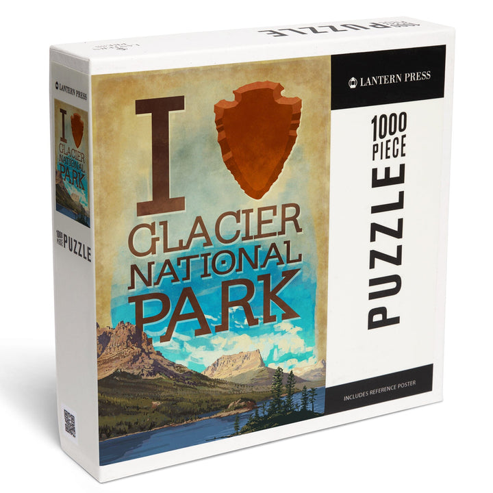 I Heart Glacier National Park, Montana, Jigsaw Puzzle Puzzle Lantern Press 