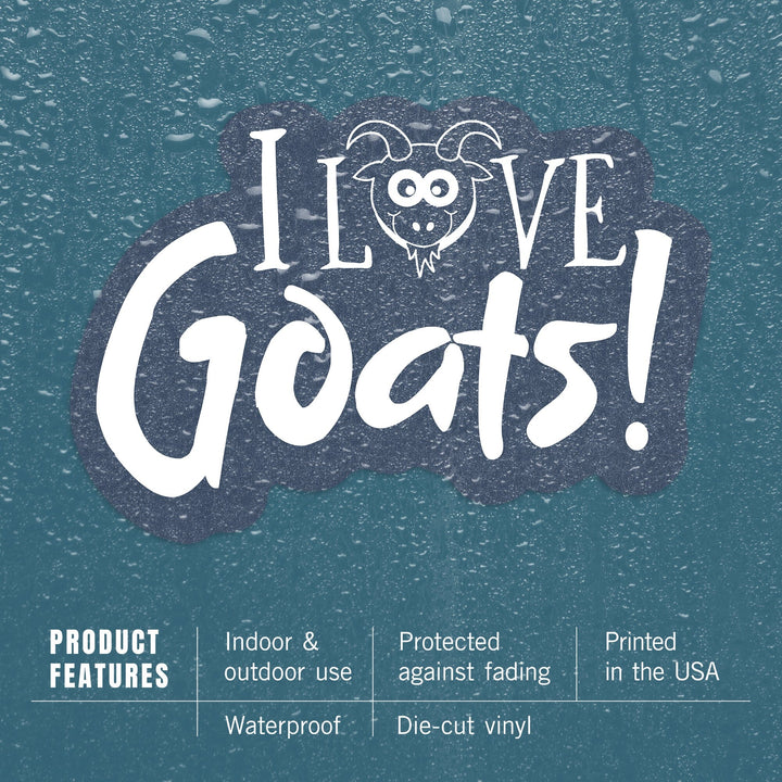 I Love Goats, Contour, Vinyl Sticker Sticker Lantern Press 