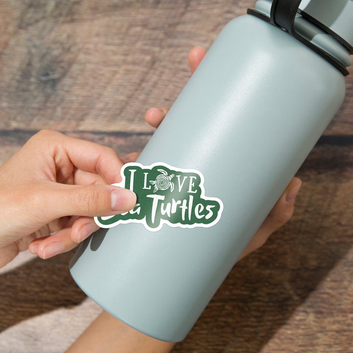 I Love Sea Turtles, Contour, Vinyl Sticker - Lantern Press