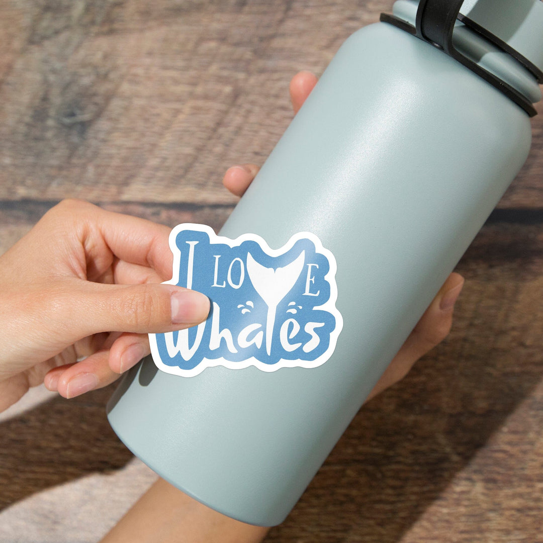 I Love Whales, Contour, Vinyl Sticker - Lantern Press