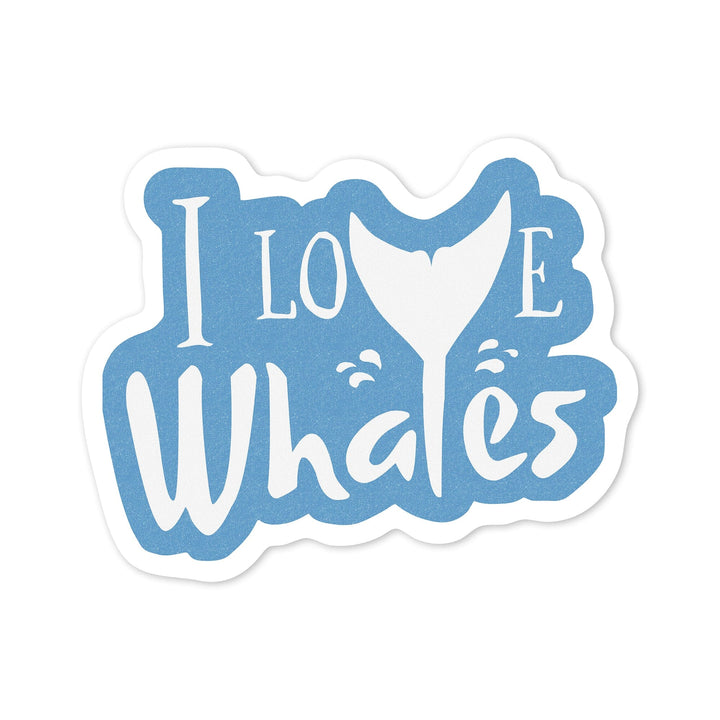 I Love Whales, Contour, Vinyl Sticker - Lantern Press