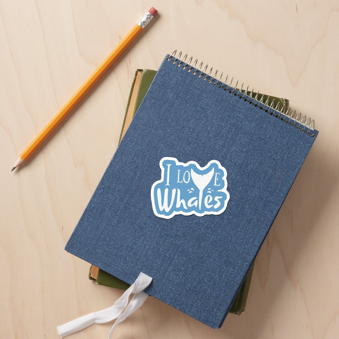 I Love Whales, Contour, Vinyl Sticker - Lantern Press