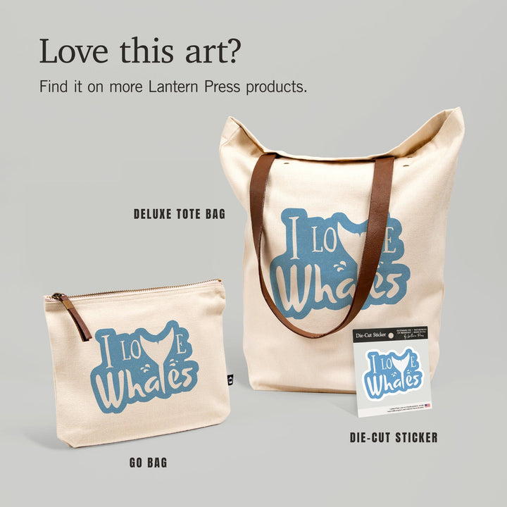 I Love Whales, Contour, Vinyl Sticker - Lantern Press