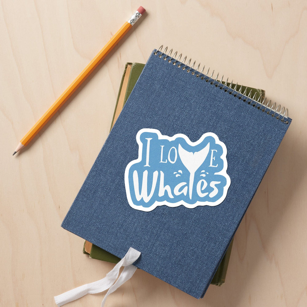 I Love Whales, Contour, Vinyl Sticker - Lantern Press