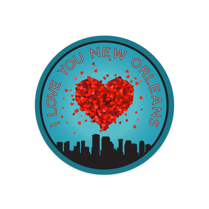 I Love You New Orleans, Louisiana, Contour, Vinyl Sticker Sticker Lantern Press 