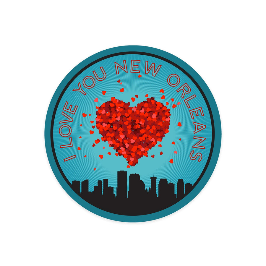 I Love You New Orleans, Louisiana, Contour, Vinyl Sticker Sticker Lantern Press 