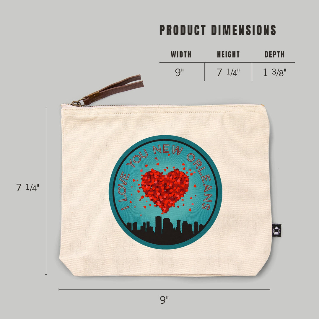 I Love You New Orleans, Louisiana,, Organic Cotton Zipper Pouch, Go Bag Go Bag Lantern Press 