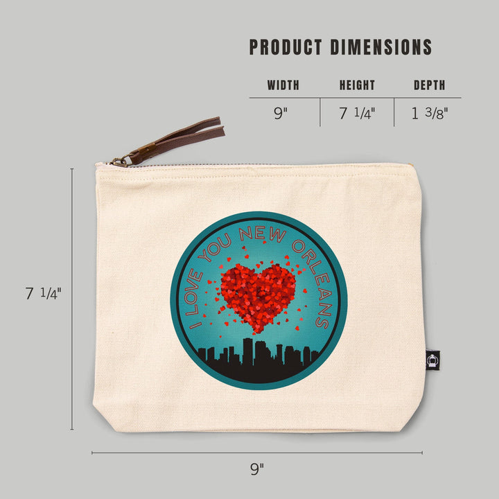 I Love You New Orleans, Louisiana,, Organic Cotton Zipper Pouch, Go Bag Go Bag Lantern Press 