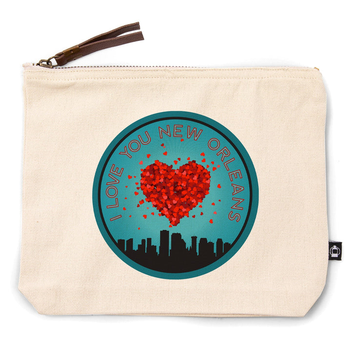 I Love You New Orleans, Louisiana,, Organic Cotton Zipper Pouch, Go Bag Go Bag Lantern Press 