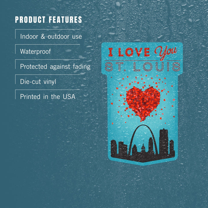 I Love You St. Louis, Missouri, Contour, Vinyl Sticker Sticker Lantern Press 