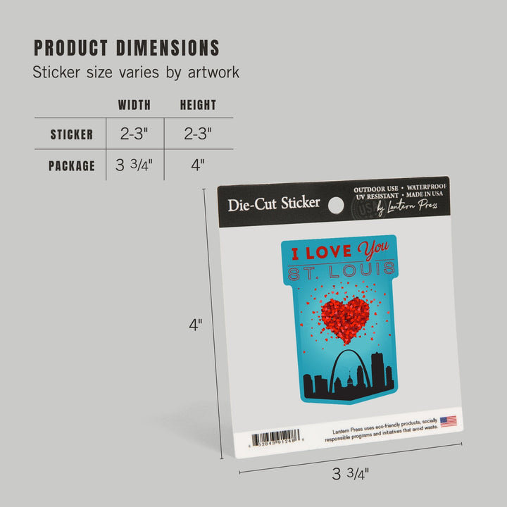 I Love You St. Louis, Missouri, Contour, Vinyl Sticker Sticker Lantern Press 