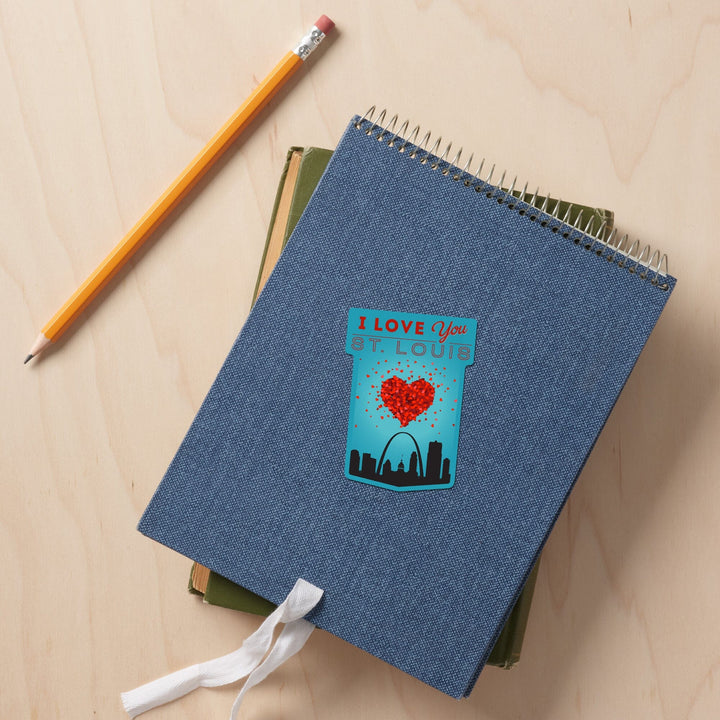 I Love You St. Louis, Missouri, Contour, Vinyl Sticker Sticker Lantern Press 