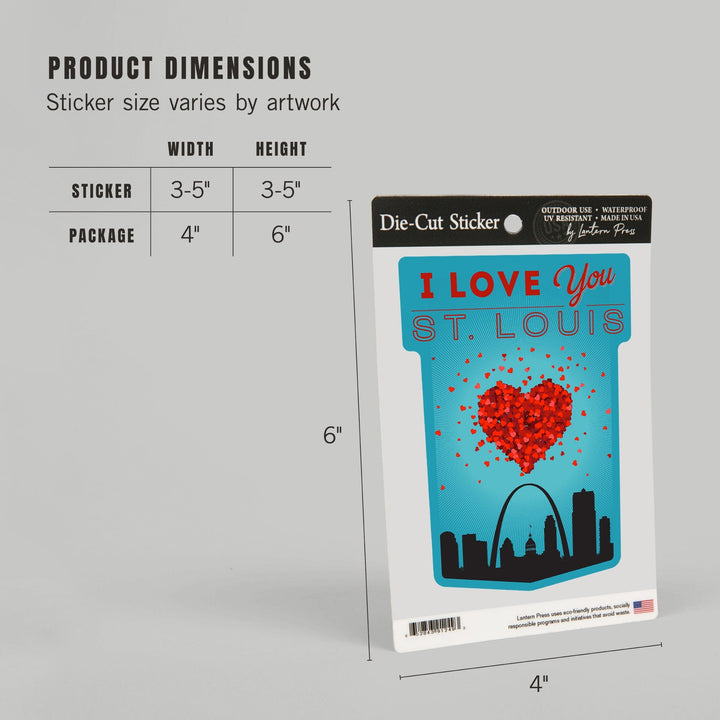 I Love You St. Louis, Missouri, Contour, Vinyl Sticker Sticker Lantern Press 